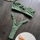 ✨ Buy 1, Get 1 Free | Naiya Solid Thong Bikini Set – Sexy Bandeau Brazilian Swimwear
