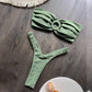 ✨ Buy 1, Get 1 Free | Naiya Solid Thong Bikini Set – Sexy Bandeau Brazilian Swimwear