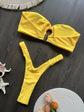 ✨ Buy 1, Get 1 Free | Naiya Solid Thong Bikini Set – Sexy Bandeau Brazilian Swimwear