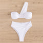 ✨ Buy 1, Get 1 Free | Naiya One Shoulder High Waist Bikini Set – Sexy Bandeau Swimsuit for Women