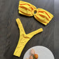✨ Buy 1, Get 1 Free | Naiya Solid Thong Bikini Set – Sexy Bandeau Brazilian Swimwear