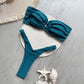 ✨ Buy 1, Get 1 Free | Naiya Solid Thong Bikini Set – Sexy Bandeau Brazilian Swimwear