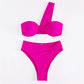 ✨ Buy 1, Get 1 Free | Naiya One Shoulder High Waist Bikini Set – Sexy Bandeau Swimsuit for Women