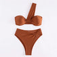 ✨ Buy 1, Get 1 Free | Naiya One Shoulder High Waist Bikini Set – Sexy Bandeau Swimsuit for Women