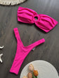 ✨ Buy 1, Get 1 Free | Naiya Solid Thong Bikini Set – Sexy Bandeau Brazilian Swimwear