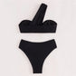 ✨ Buy 1, Get 1 Free | Naiya One Shoulder High Waist Bikini Set – Sexy Bandeau Swimsuit for Women