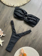 ✨ Buy 1, Get 1 Free | Naiya Solid Thong Bikini Set – Sexy Bandeau Brazilian Swimwear