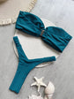 ✨ Buy 1, Get 1 Free | Naiya Solid Thong Bikini Set – Sexy Bandeau Brazilian Swimwear