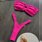 ✨ Buy 1, Get 1 Free | Naiya Solid Thong Bikini Set – Sexy Bandeau Brazilian Swimwear
